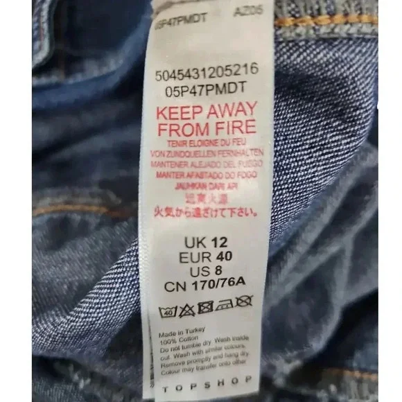 Topshop Zip-Up Belted Utility Denim Boiler Suit Blue Size 8 - Picture 13 of 13